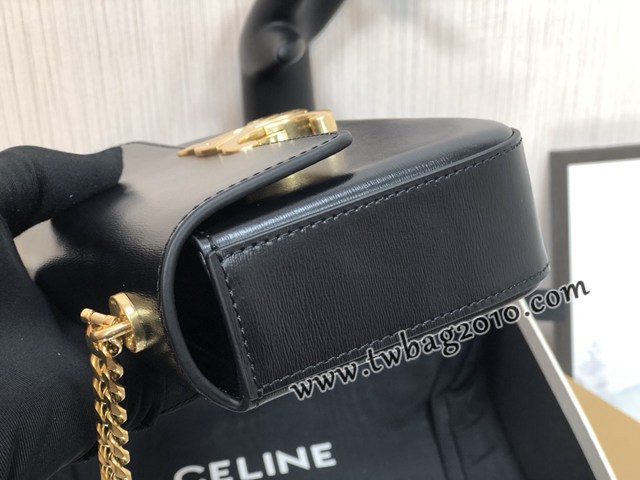 Celine專櫃2023新款小號亮澤牛皮革鏈條包 賽琳凱旋門鎖扣金屬鏈條腋下包 sldj2401
